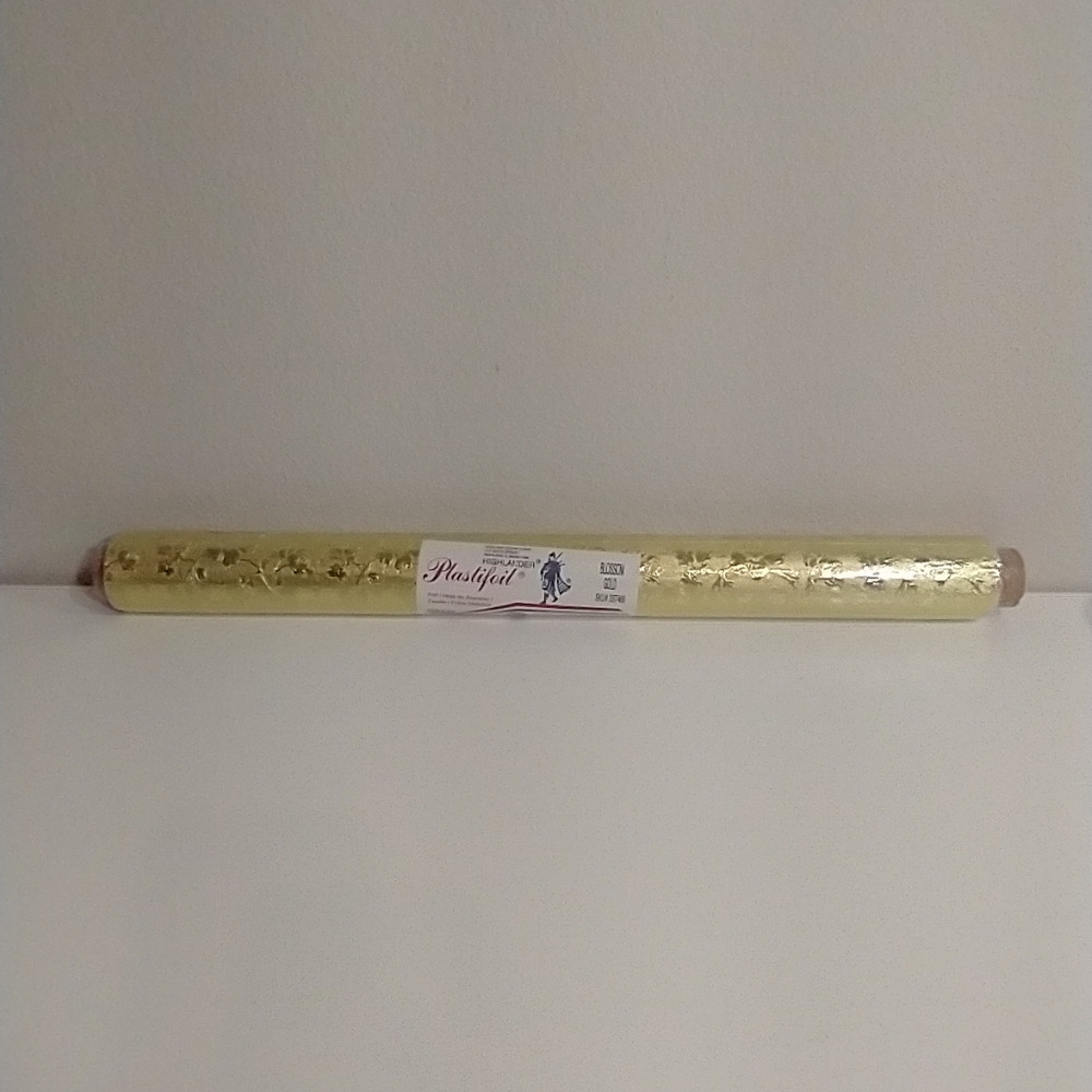 Vintage Embossed Plastifoil 20" x 20 FT Blossom Gold  Highlander New With Wrap